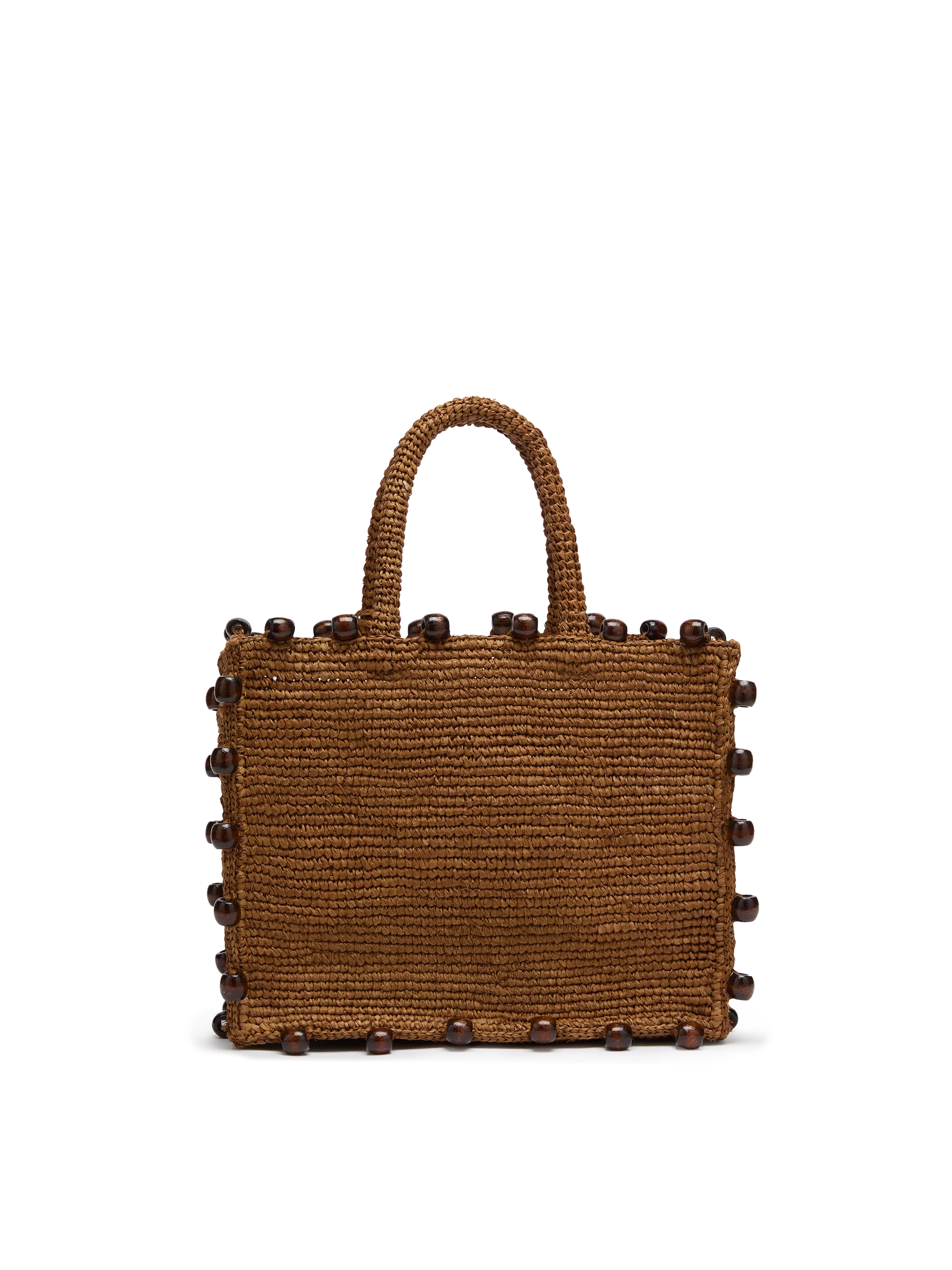 Borsa Colette in raffia con logo ricamato e perline applicate