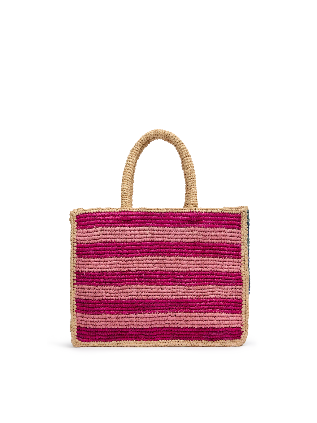 Borsa Colette in rafia a righe multicolore con logo ricamato