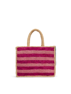 Borsa Colette in rafia a righe multicolore con logo ricamato