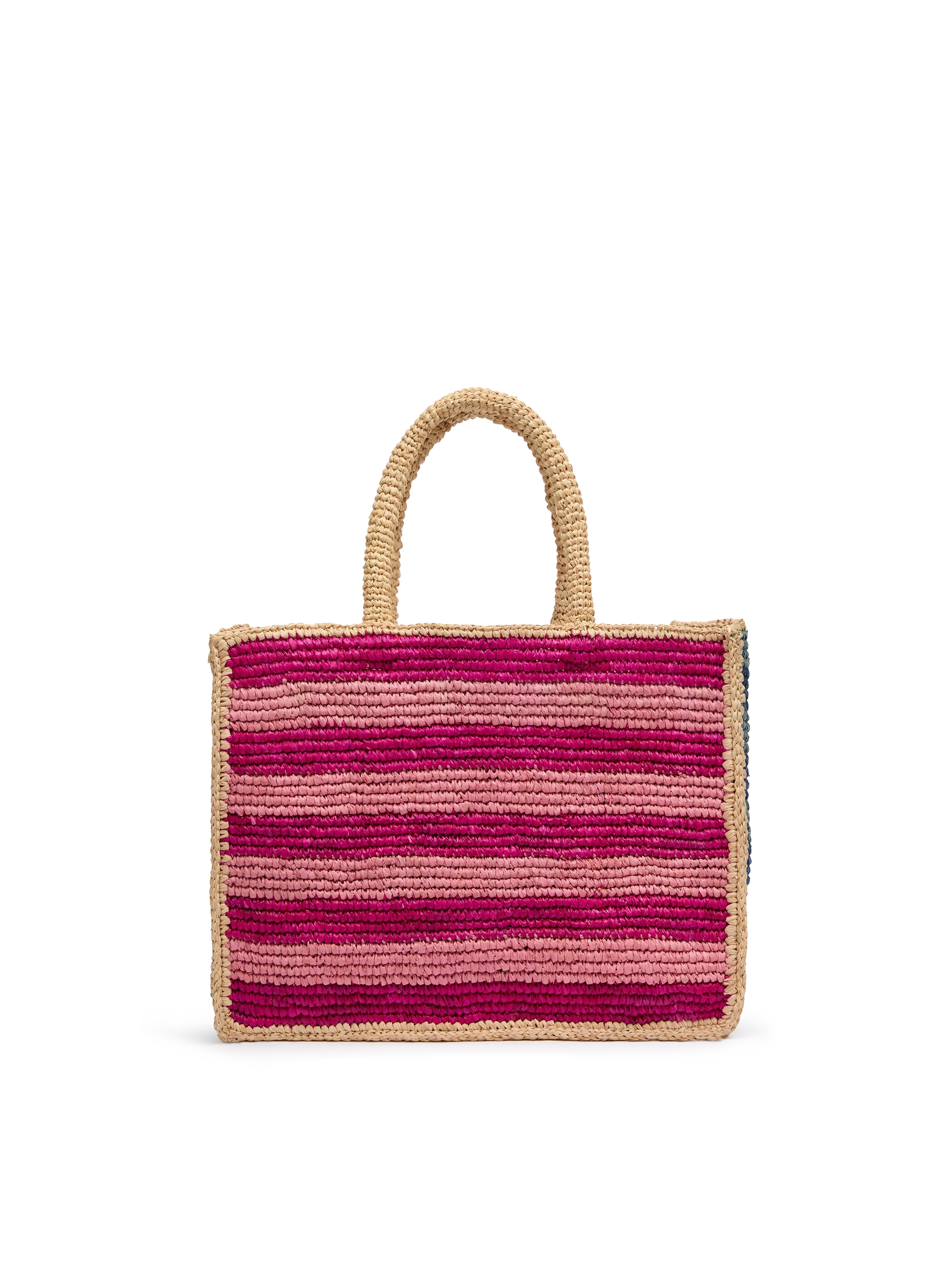 Borsa Colette in rafia a righe multicolore con logo ricamato