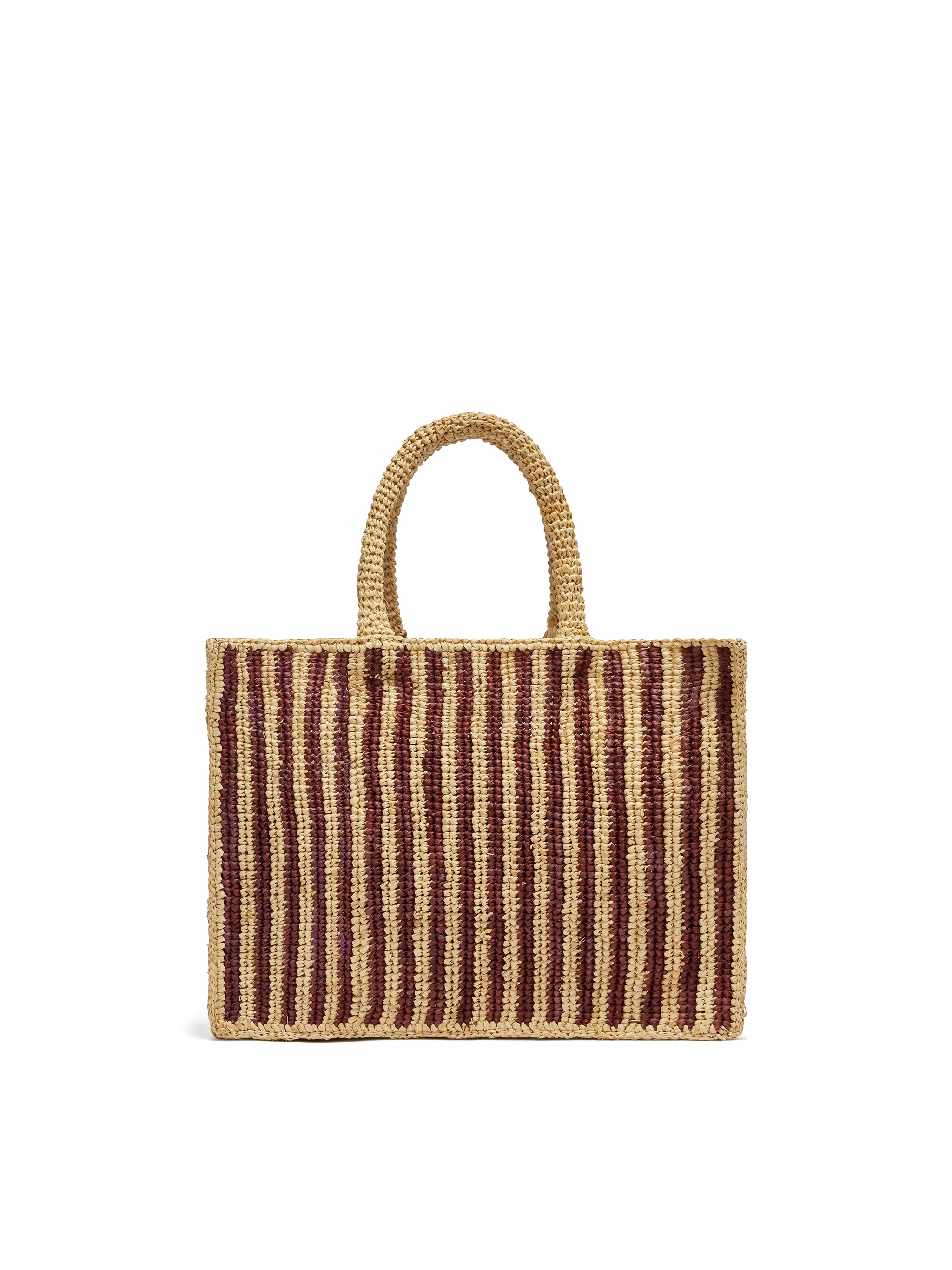 Borsa Colette in rafia a righe marroni con logo ricamato