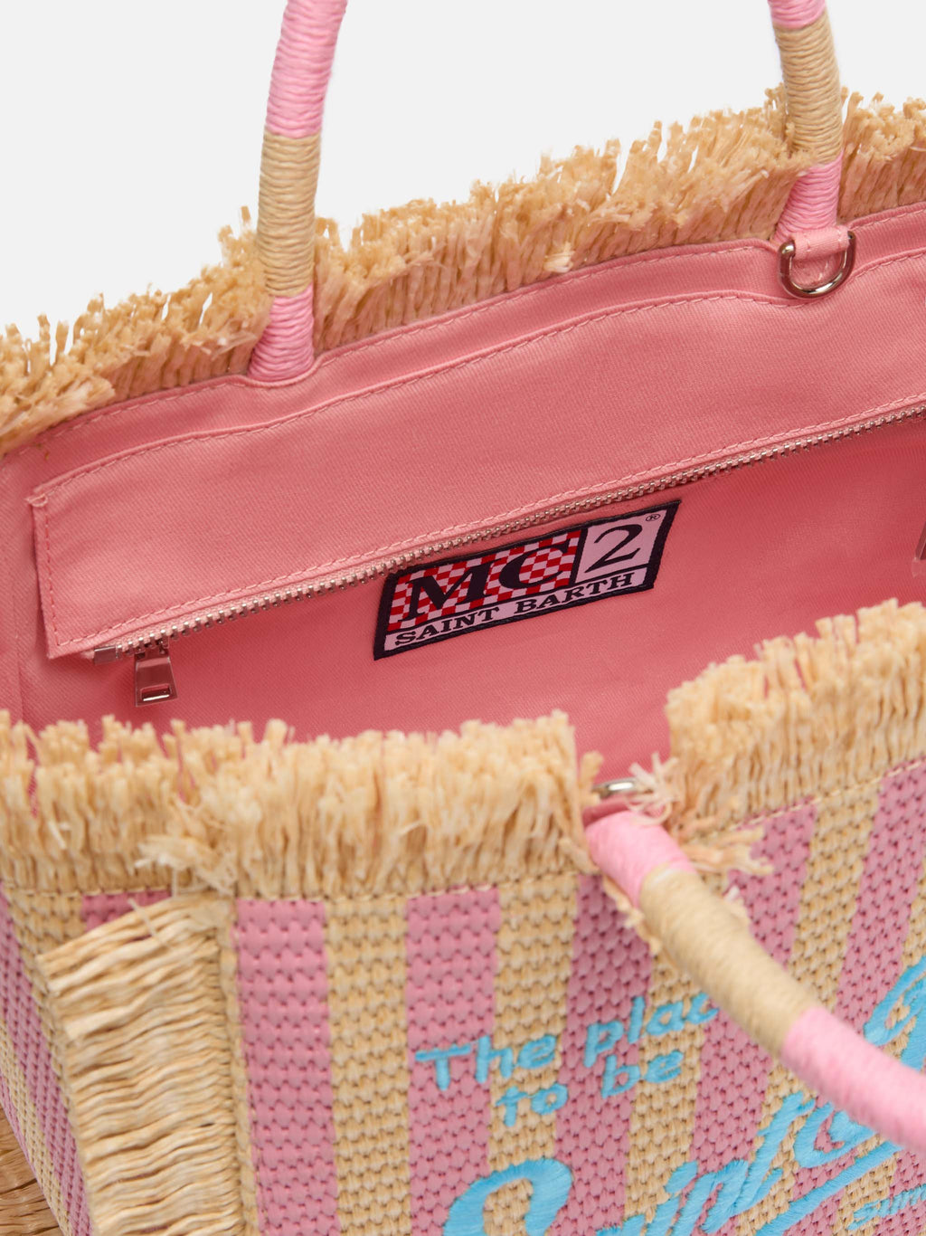 Borsa Colette effetto paglia con stampa a righe