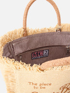 Borsa Colette effetto paglia con logo ricamato