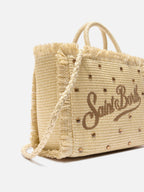 Borsa Colette in tessuto effetto paglia con strass applicati
