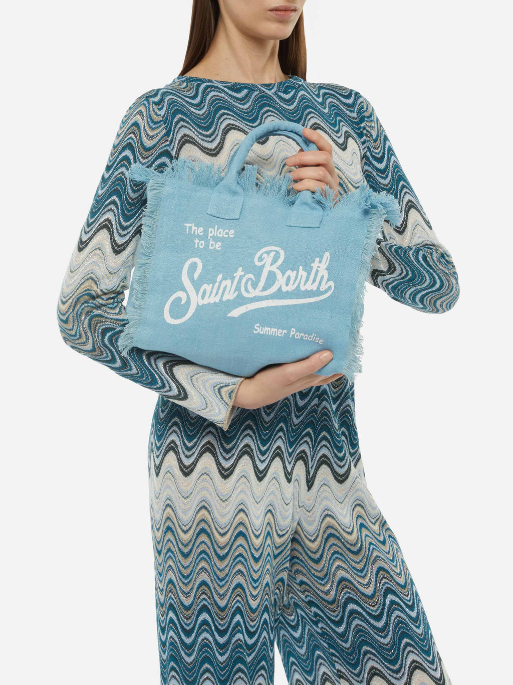 Borsa Colette in 100% LINO azzurro
