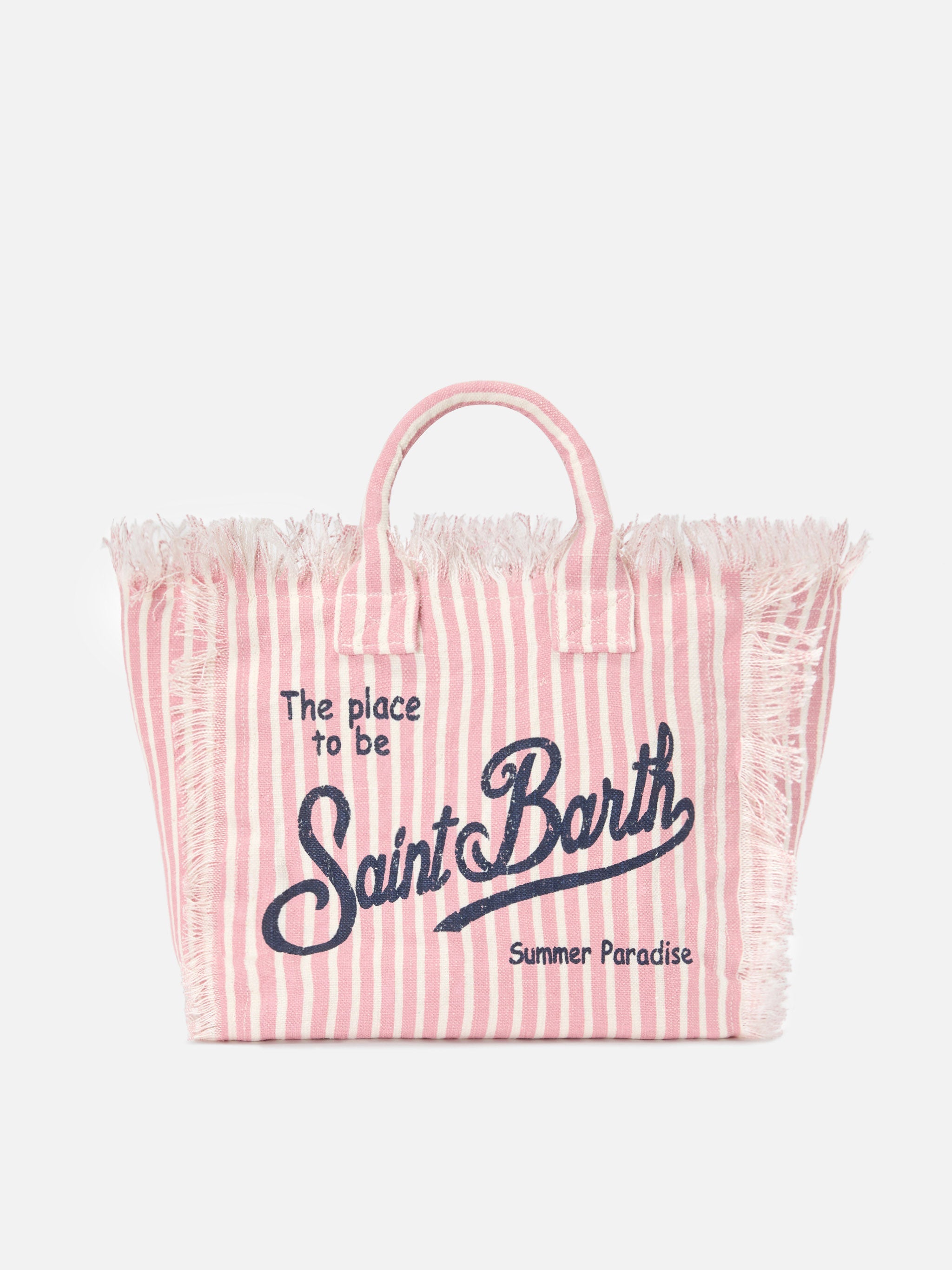 Borsa Colette in lino a righe rosa e bianche