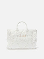 Borsa Colette Volant in cotone sangallo bianco