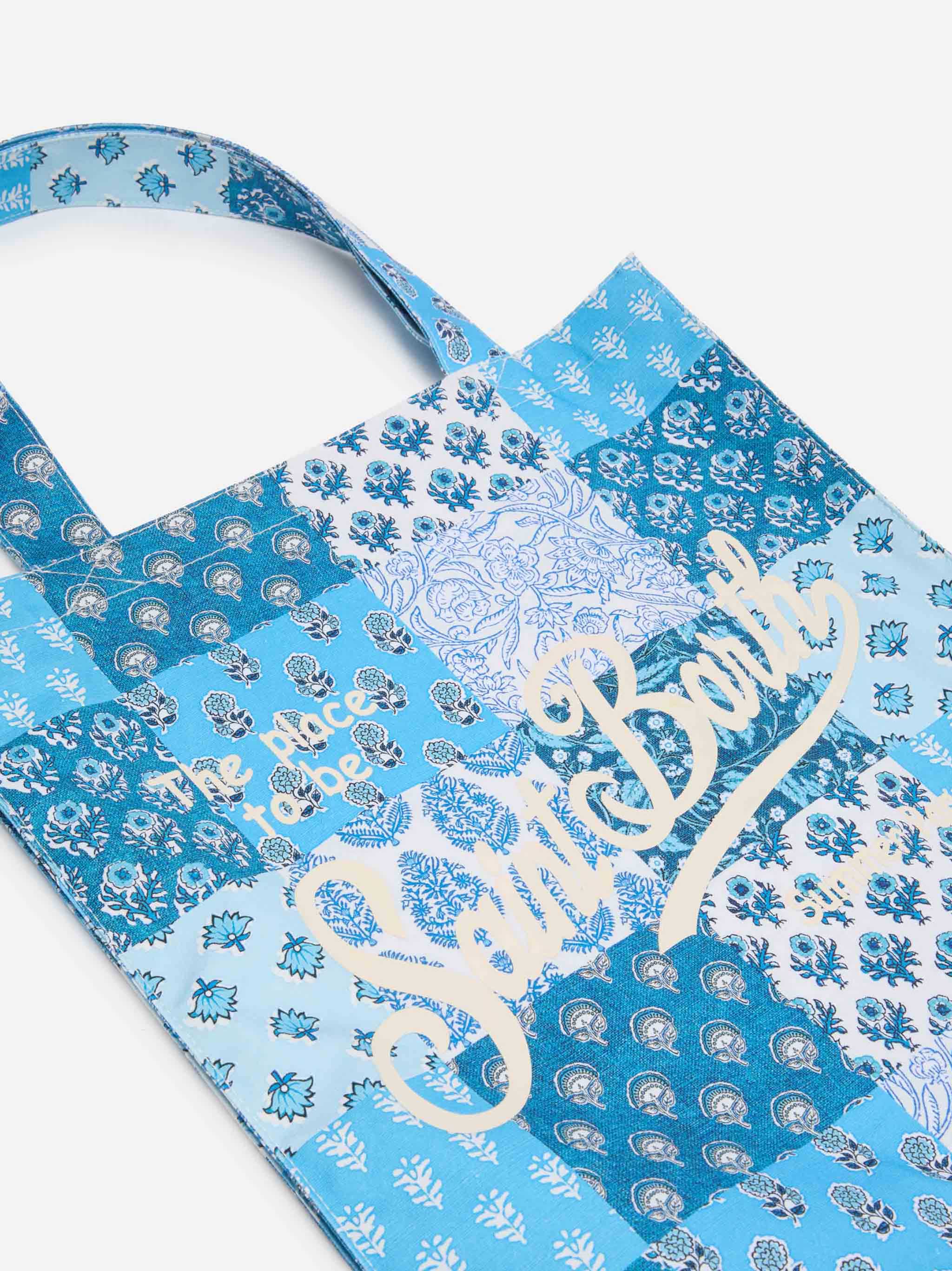 Borsa Essential in cotone floreale con logo Saint Barth