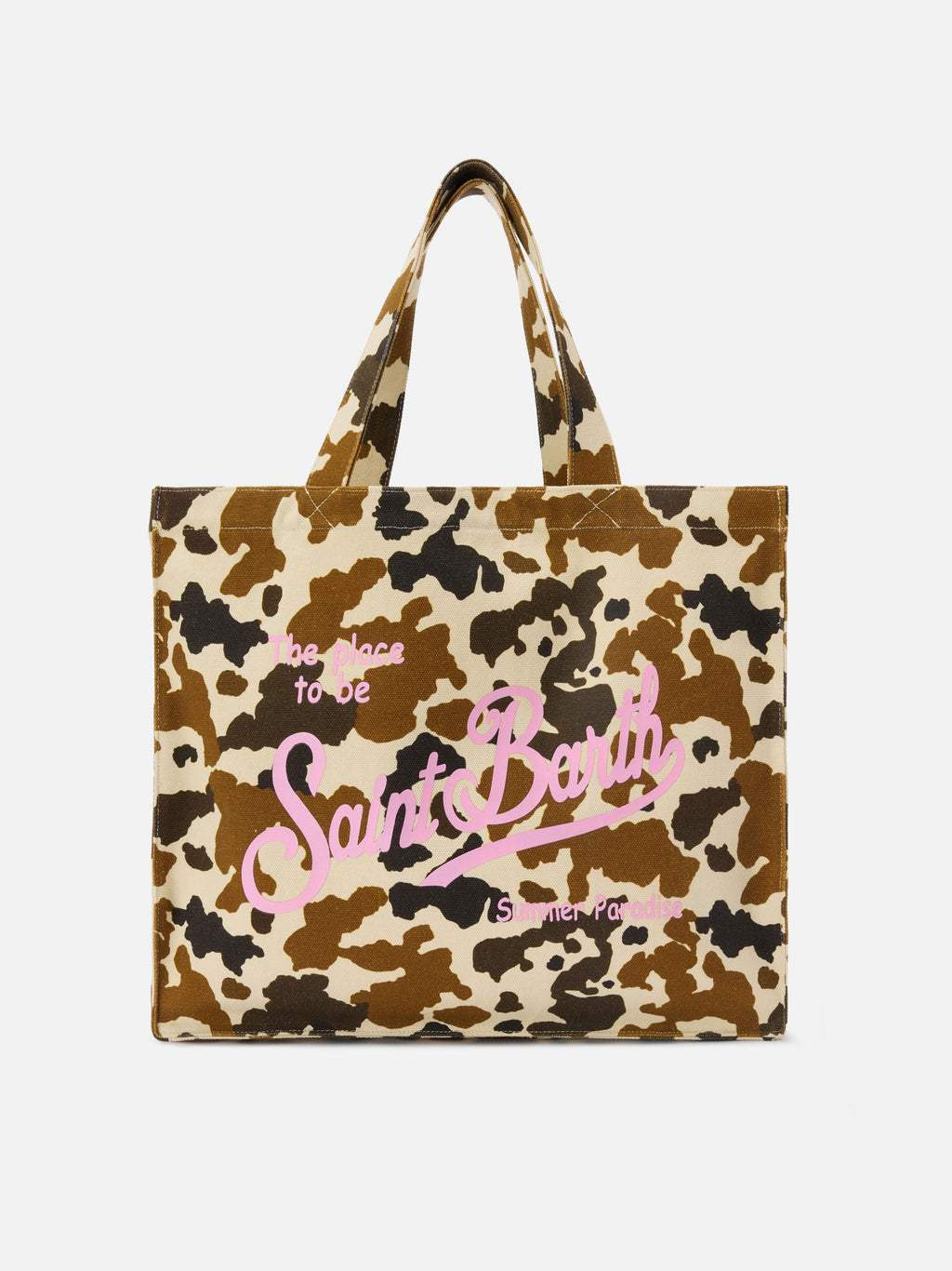 Borsa Essential in canvas con stampa muccata e logo stampato