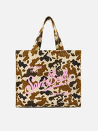 Borsa Essential in canvas con stampa muccata e logo stampato