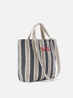 Borsa tote Essential Beach in cotone a righe blu e bianche