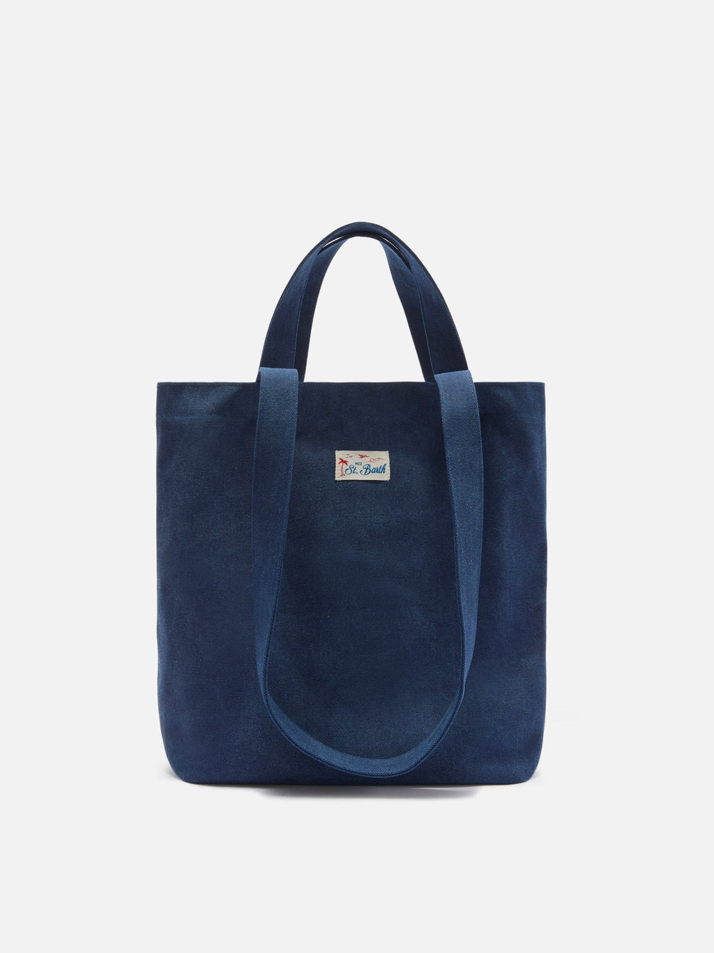 Borsa tote Essential Beach in cotone blu navy con logo ricamato