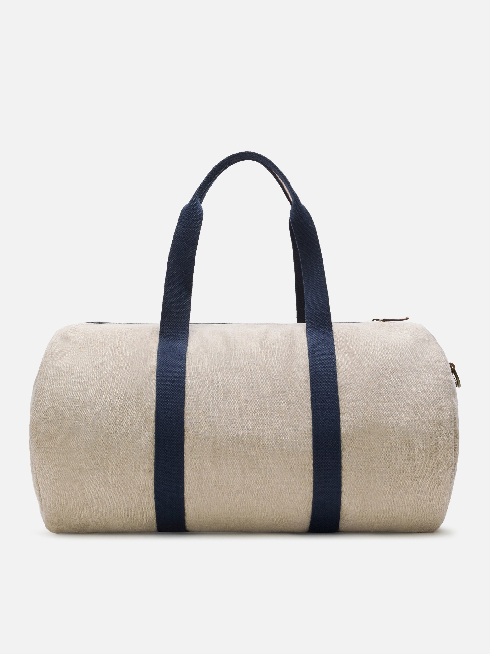 Borsone Round Jetleg in lino beige con logo ricamato a contrasto