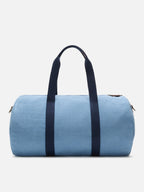 Borsone Round Jetleg in lino blu con logo ricamato a contrasto