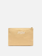 Pochette in juta con fantasia palme ricamate