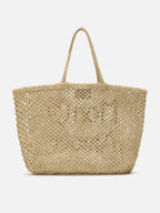 Borsa Mon Amour in juta con ricamo artigianale
