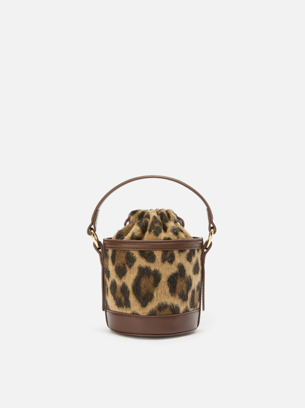 Borsa a secchiello Mila Tweed in misto lana tweed leopardato