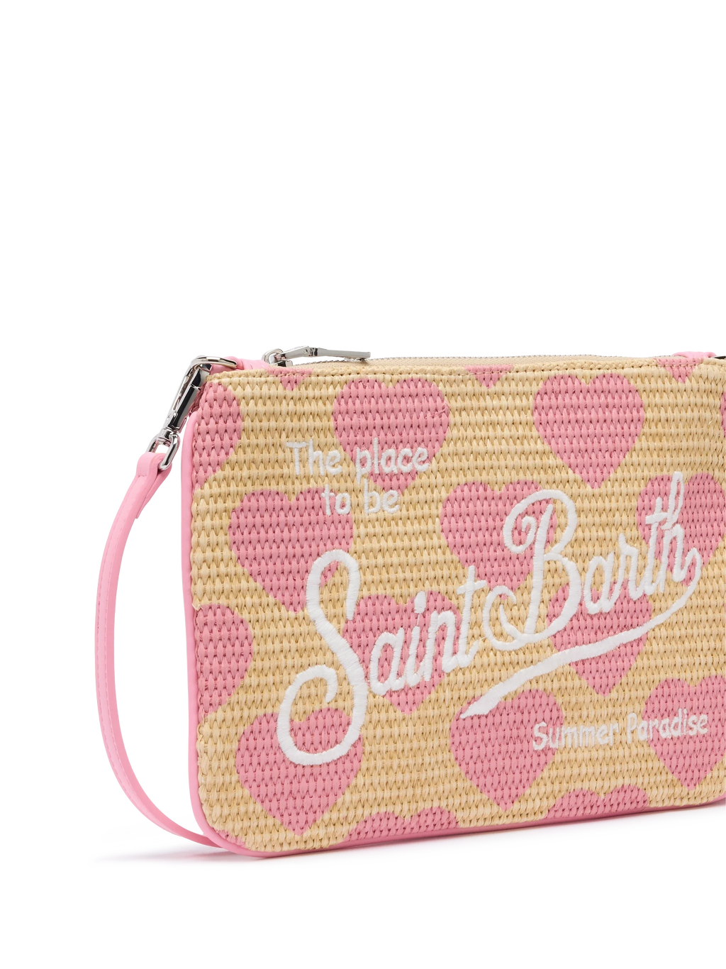 Pochette Parisienne effetto paglia con stampa cuori