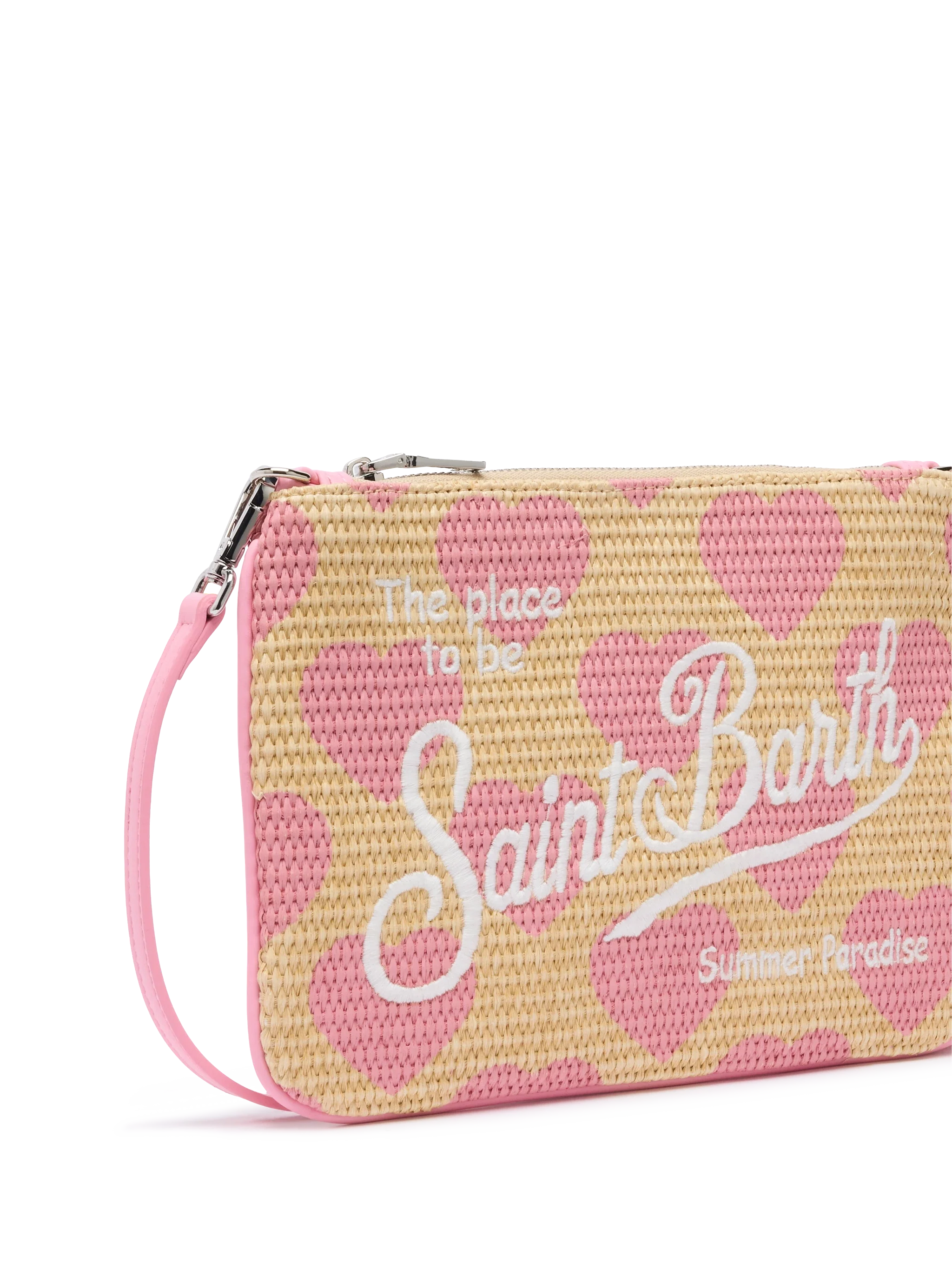 Pochette Parisienne effetto paglia con stampa cuori