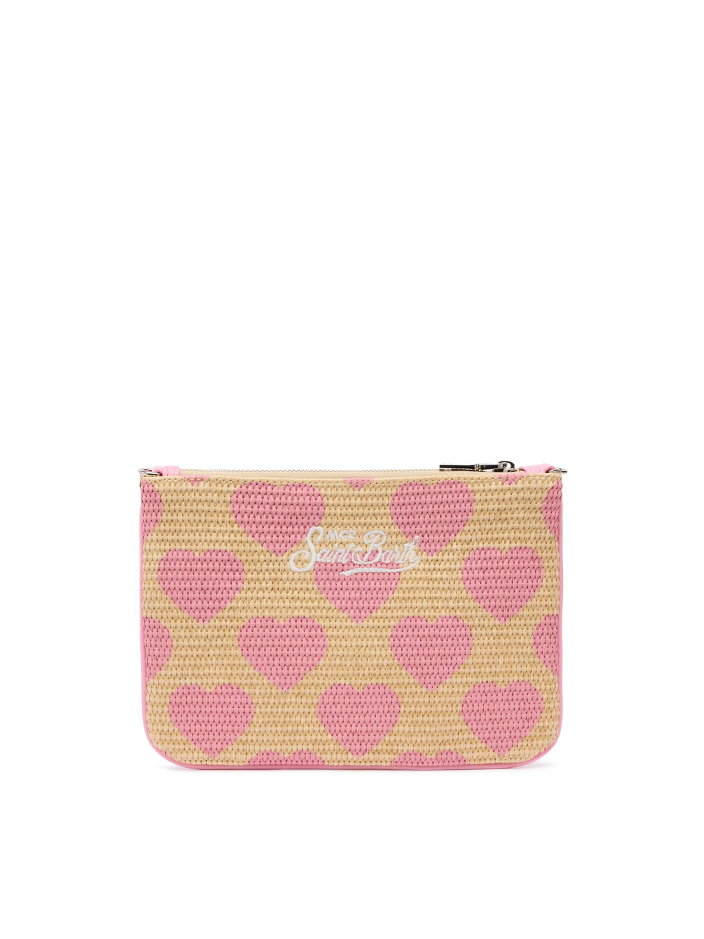 Pochette Parisienne effetto paglia con stampa cuori