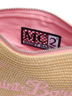 Pochette Parisienne effetto paglia con dettagli rosa
