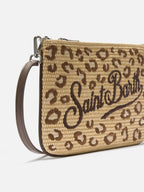 Parisienne pouch con fantasia leopardata ricamata e trcolla removibile