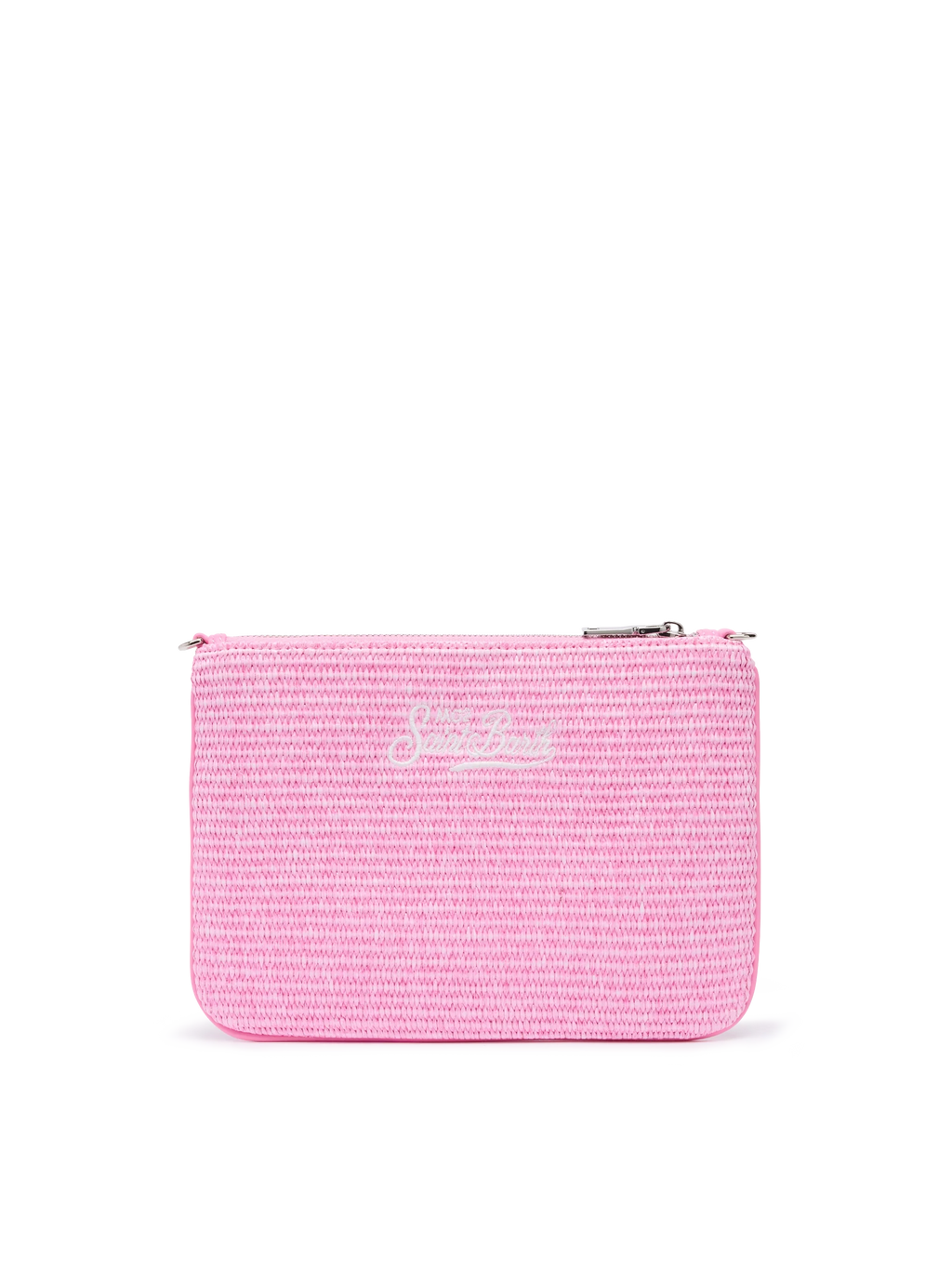 Pochette Parisienne effetto paglia con logo ricamato