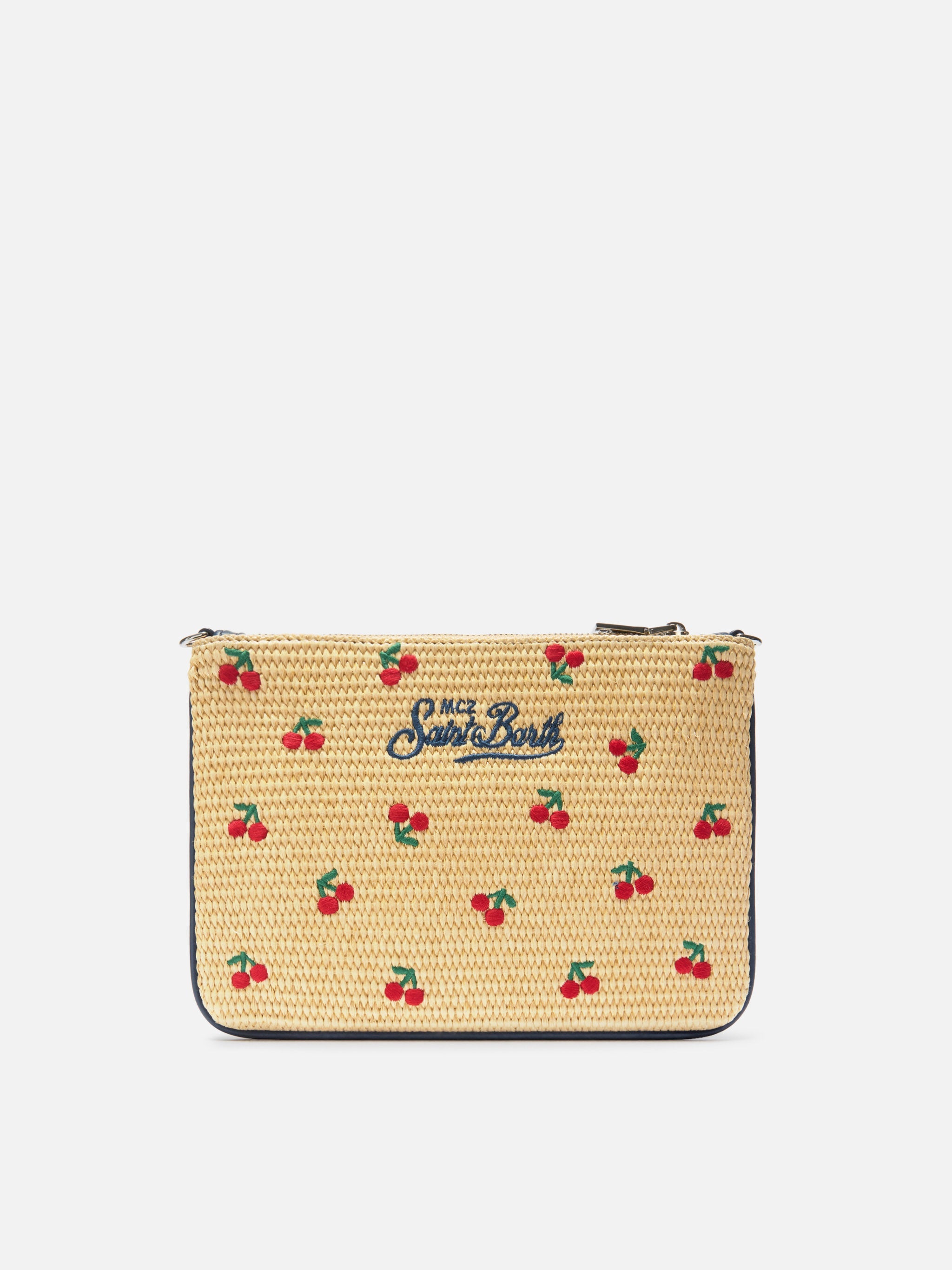 Parisienne pouch con fantasia ciliegie ricamata e tracolla removibile