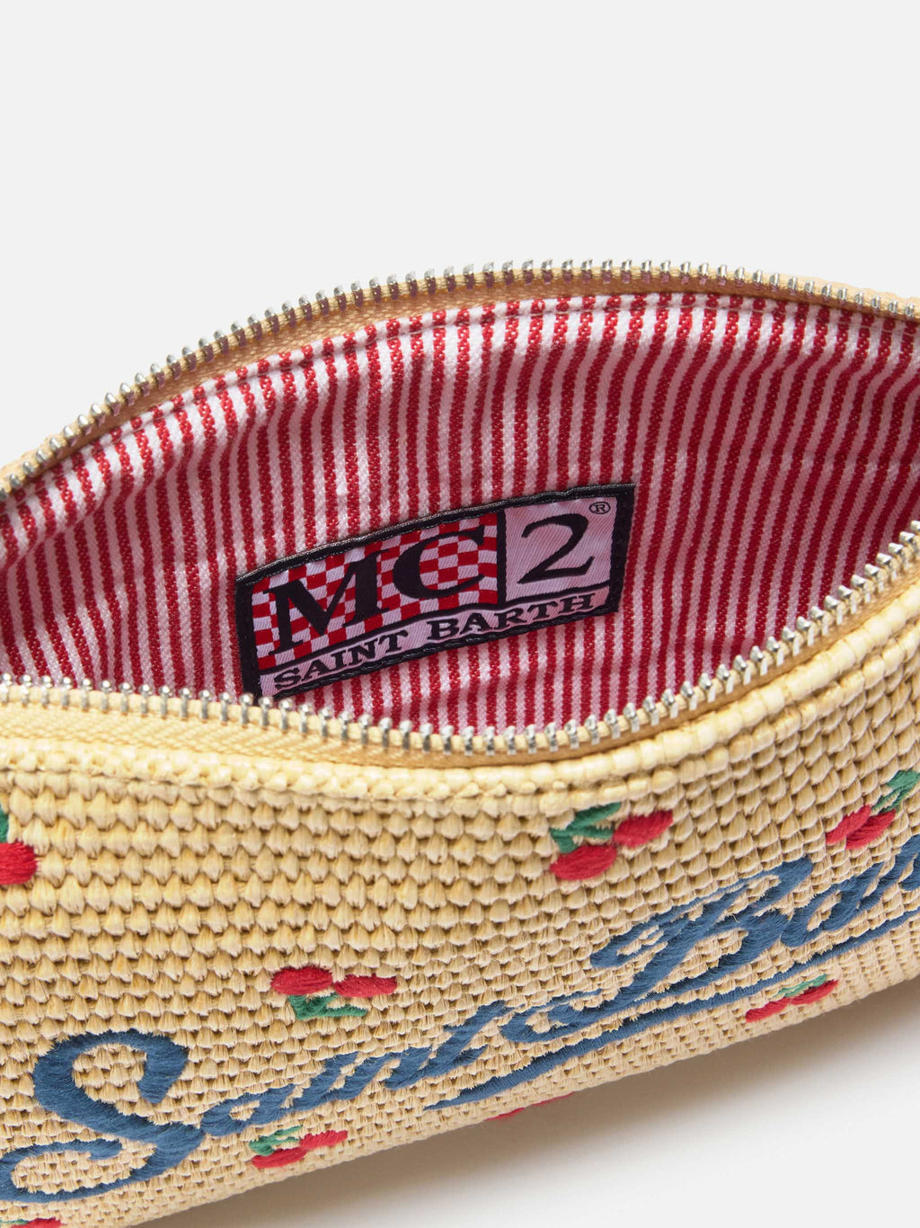Parisienne pouch con fantasia ciliegie ricamata e tracolla removibile