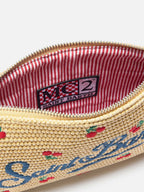 Parisienne pouch con fantasia ciliegie ricamata e tracolla removibile