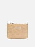 Pochette Parisienne effetto paglia con logo ricamato