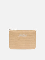Pochette Parisienne effetto paglia con logo ricamato