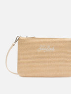 Pochette Parisienne effetto paglia con logo ricamato