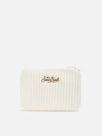 Borsa crossbody Parisienne Wool Rib in misto lana a coste bianca