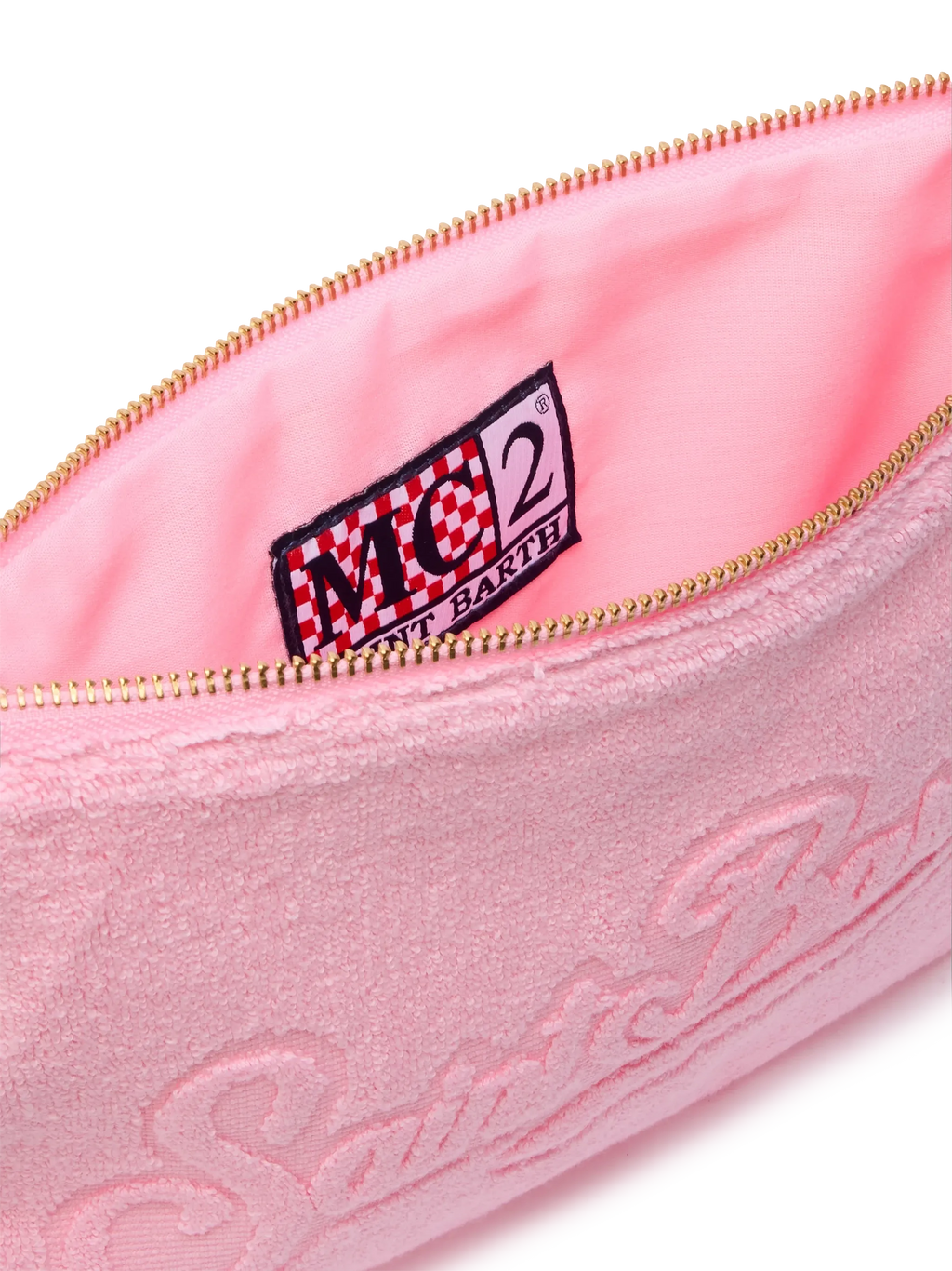 Pochette Pareasy rosa con logo Saint Barth in jacquard