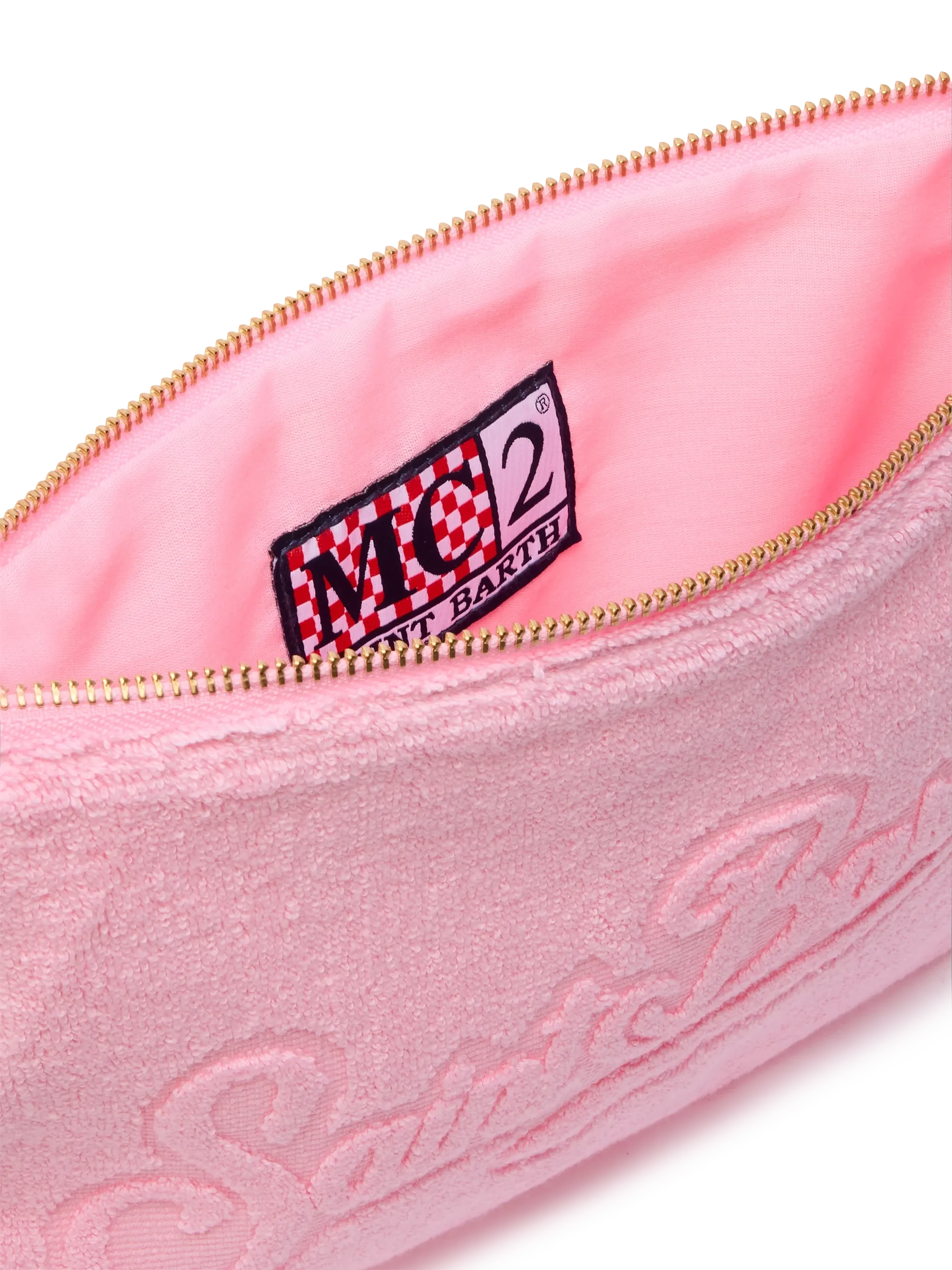 Pochette Pareasy rosa con logo Saint Barth in jacquard