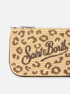 Mini Parisienne pouch leopardata ricamata con manico a spalla removibile