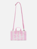 Phone Bag in canvas di cotone con stampa a righe rosa