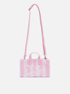 Phone Bag in canvas di cotone con stampa a righe rosa