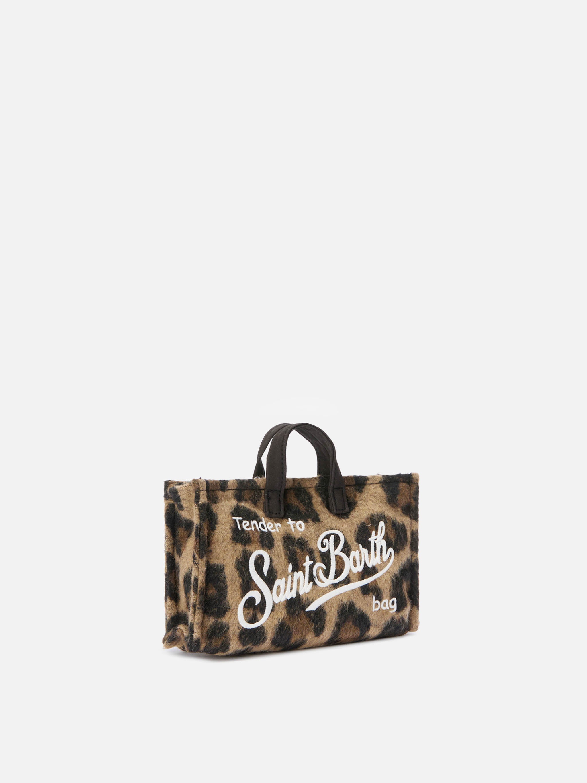 Mini borsa porta telefono Phone Bag Felt in misto lana leopardato