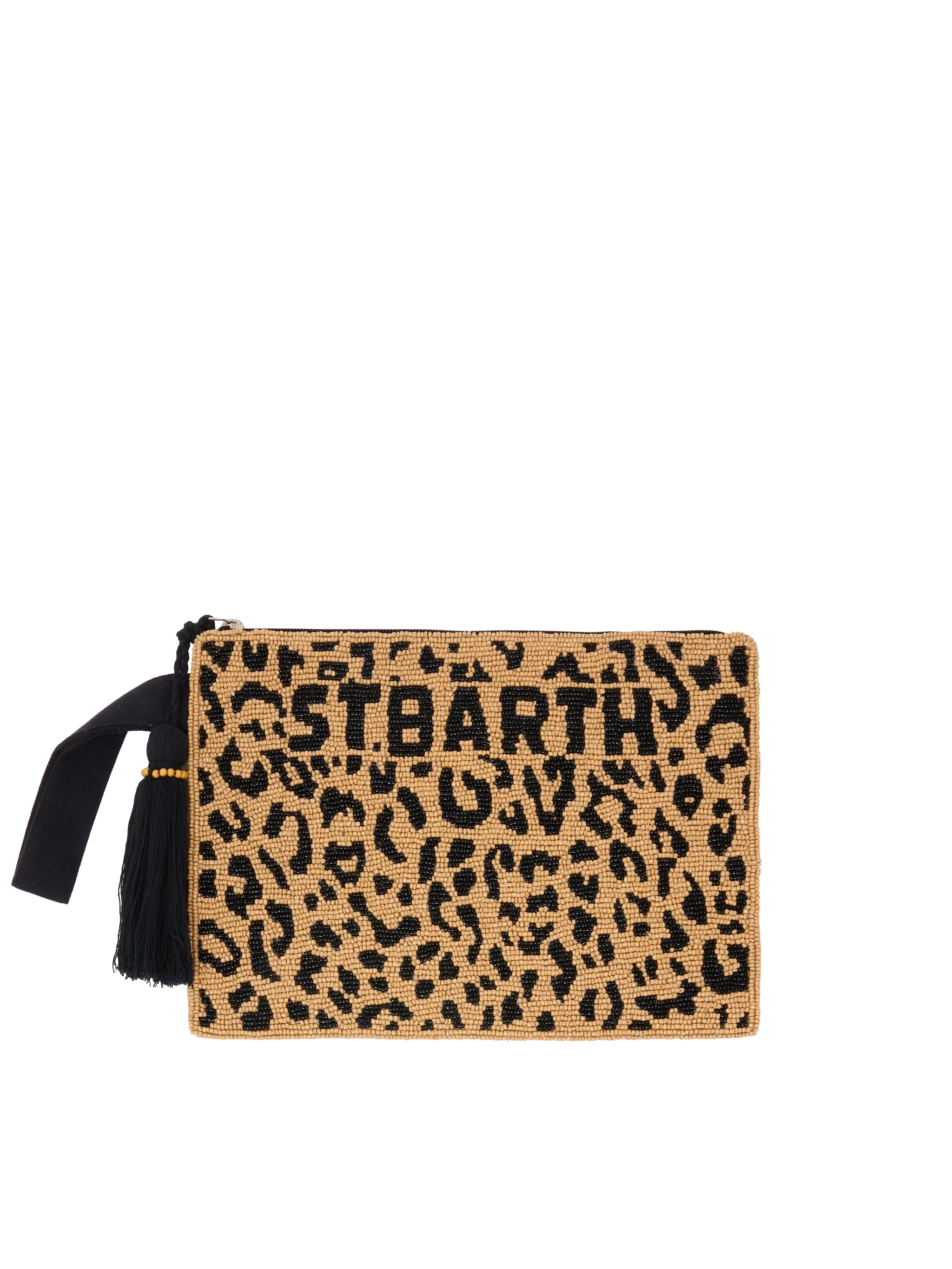 Pouch Pearl con fantasia leopardata in perline