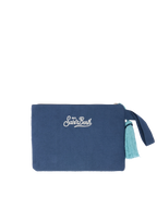 Pearl Pouch con design cartolina Mykonos  in perline