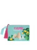 Pearl Pouch con design cartolina Capri  in perline