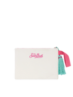 Pearl Pouch con design cartolina Formentera  in perline