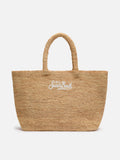 Rafia Beach Bag beige con pochette interna in cotone