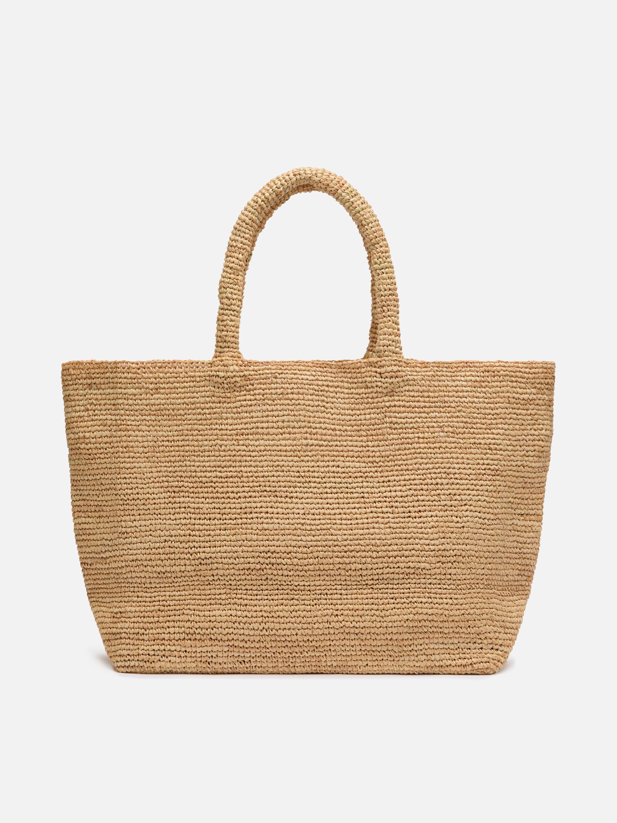 Rafia Beach Bag beige con pochette interna in cotone