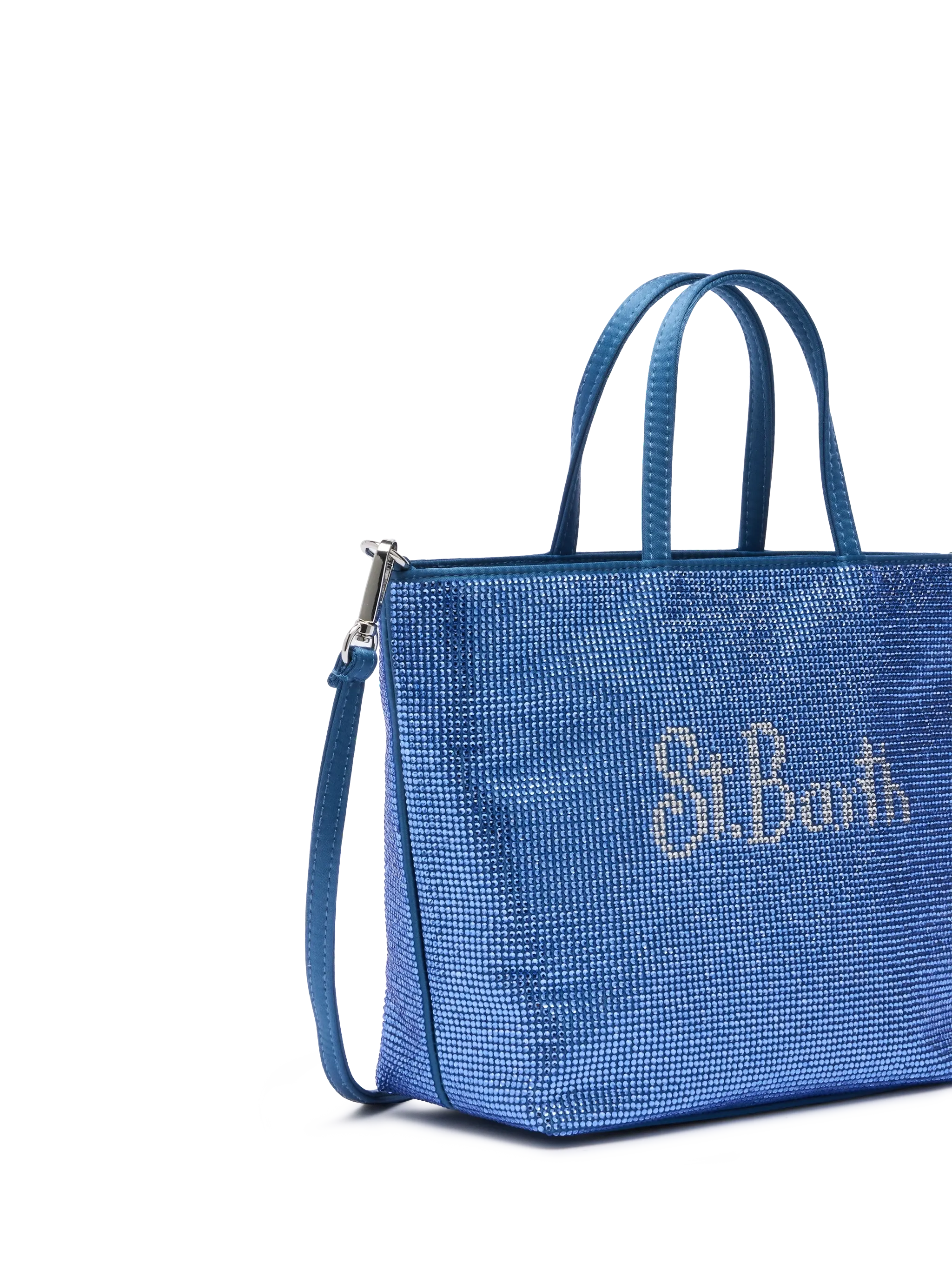 Strass Mini Bag con strass blu avio