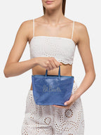 Strass Mini Bag con strass blu avio