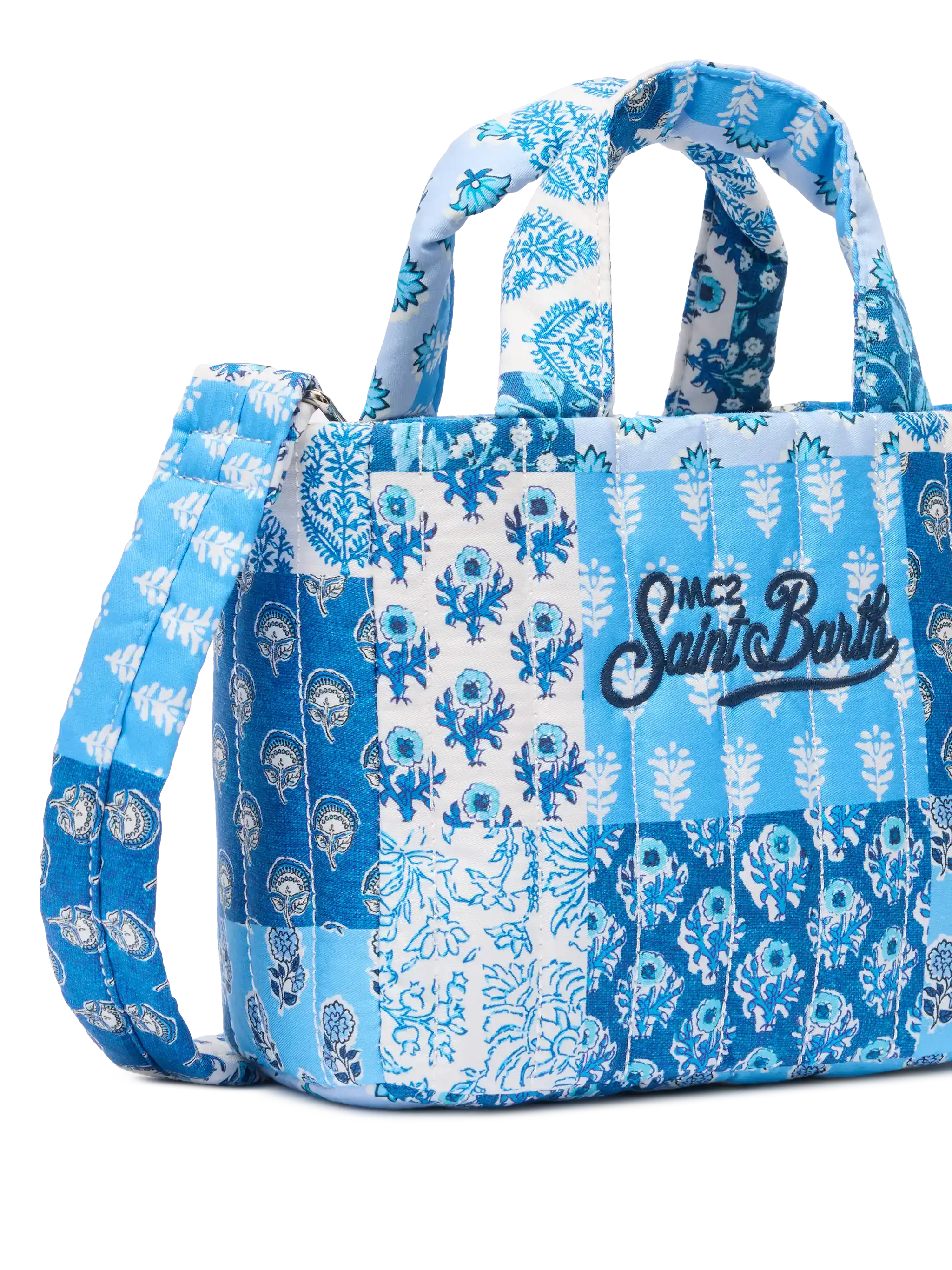 Soft Tote Mini Bag trapuntata con stampa a fiori