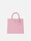 Borsa Shop Midi strutturata in pelle liscia rosa con targhetta metallica